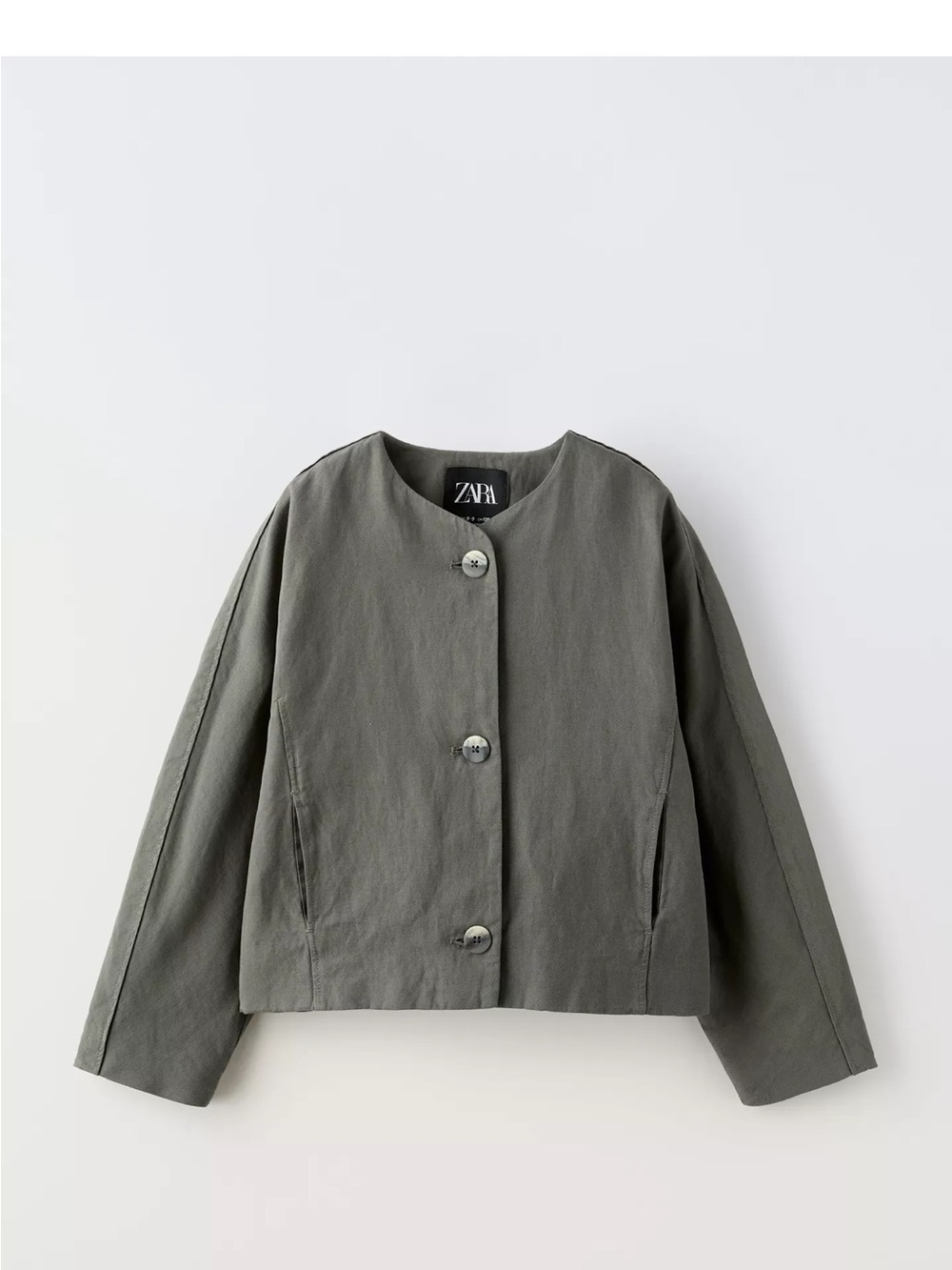 Buttoned Linen Blend Jacket